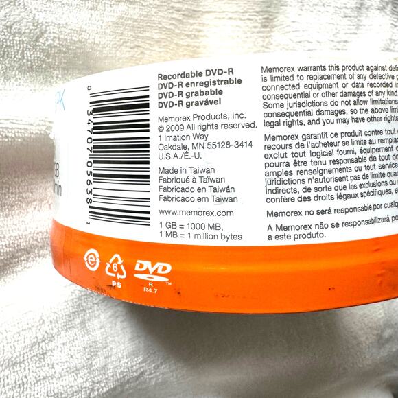 Memorex DVD-R 16 X 4.7 GB 120 Minutes 25 Disc Pack New in Package - Picture 3 of 7